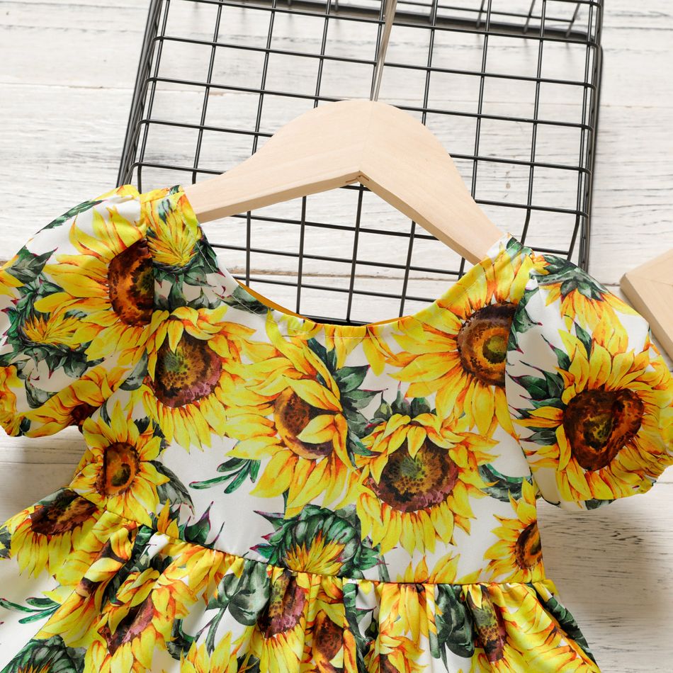 Criança Menina Entrançado Bonito Girassol Vestidos Amarelo big image 3