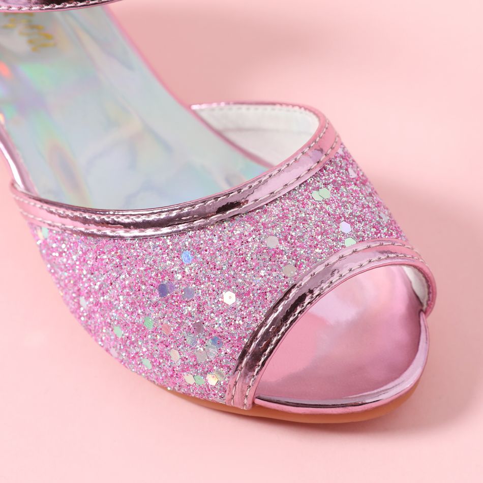 Toddler / Kid Allover Glitter Decor Chunky Heeled Mary Jane Pink