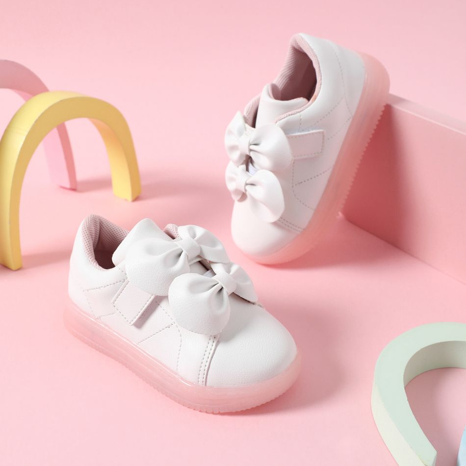 Toddler Dual Bow Decor LED Sneakers Pink big image 3