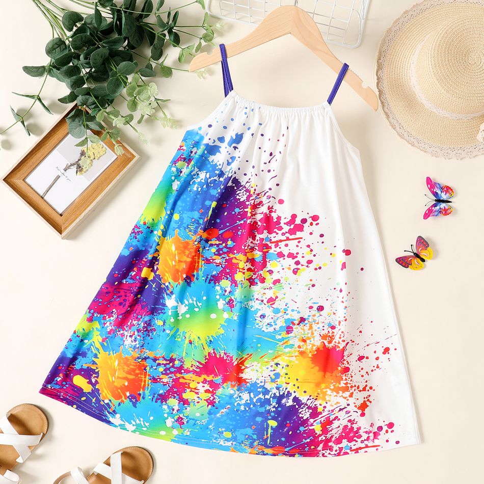 Kid Girl Painting/Butterfly Print Cami Dress White big image 2