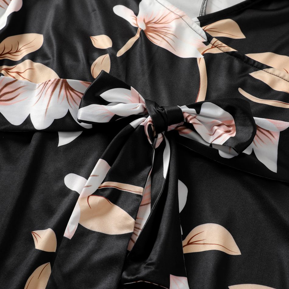 أنيقة الأزهار المطبوعة قصيرة الأكمام فستان ماكسي الأمومة أسود big image 7