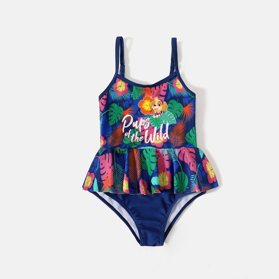 PAW Patrol Family Matching Allover Palm Leaf Print One-piece Swimsuit and Graphic Swim Trunks Tibetanblue big image 7