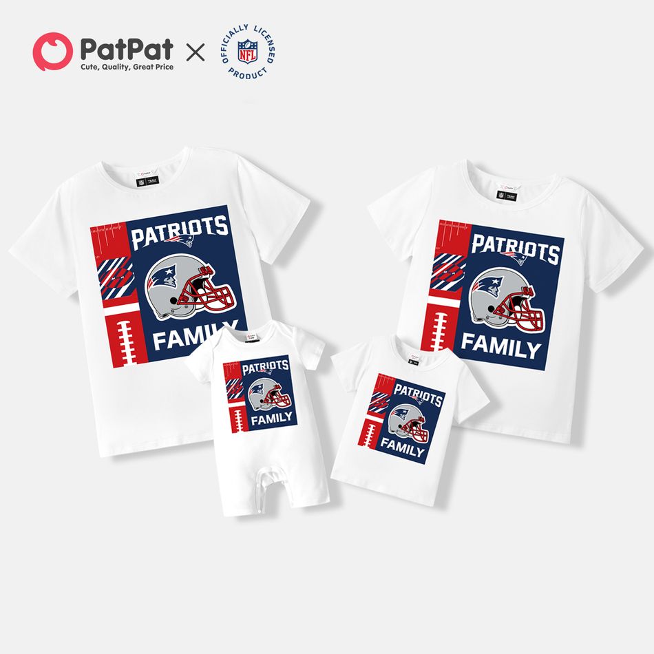 NFL Family Matching Patriots Short-sleeve  Cotton Tee White big image 1