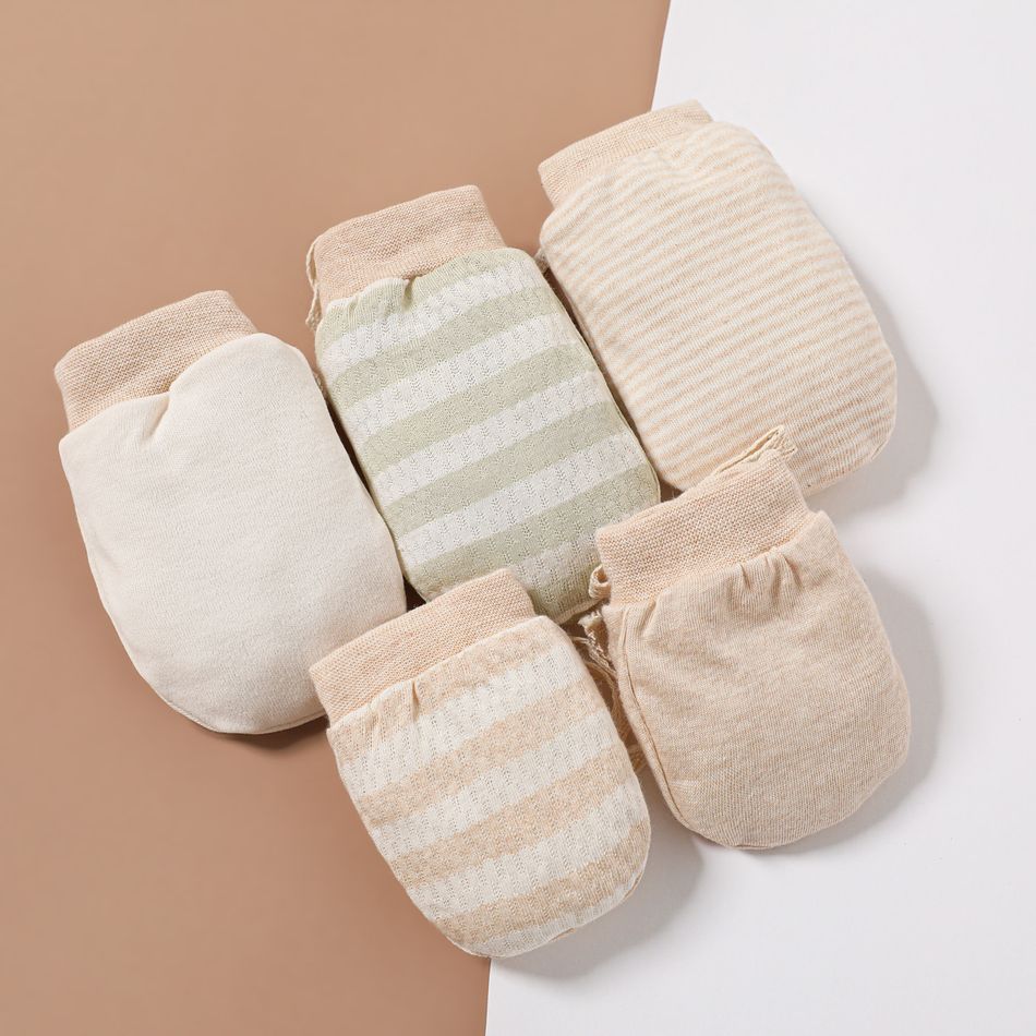 100% Cotton Baby Breathable Anti-scratch Glove Khaki big image 5