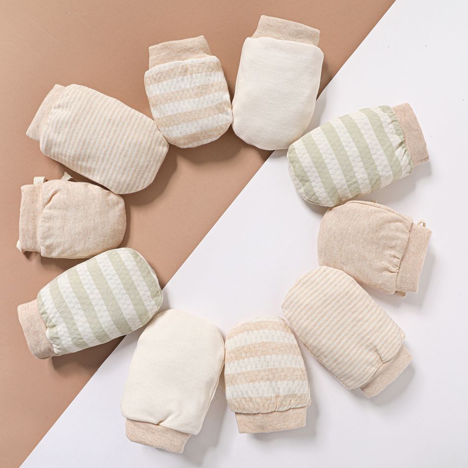 100% Cotton Baby Breathable Anti-scratch Glove Khaki big image 6