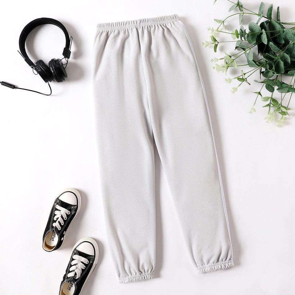 Kid Girl Sporty Striped Breathable Ankle Length Thin Pants for Summer/Fall Grey big image 3