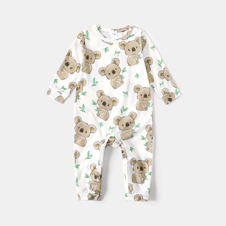 Family Matching Letter and Koala Print Long-sleeve Pajamas Sets (Flame Resistant) Grey big image 11