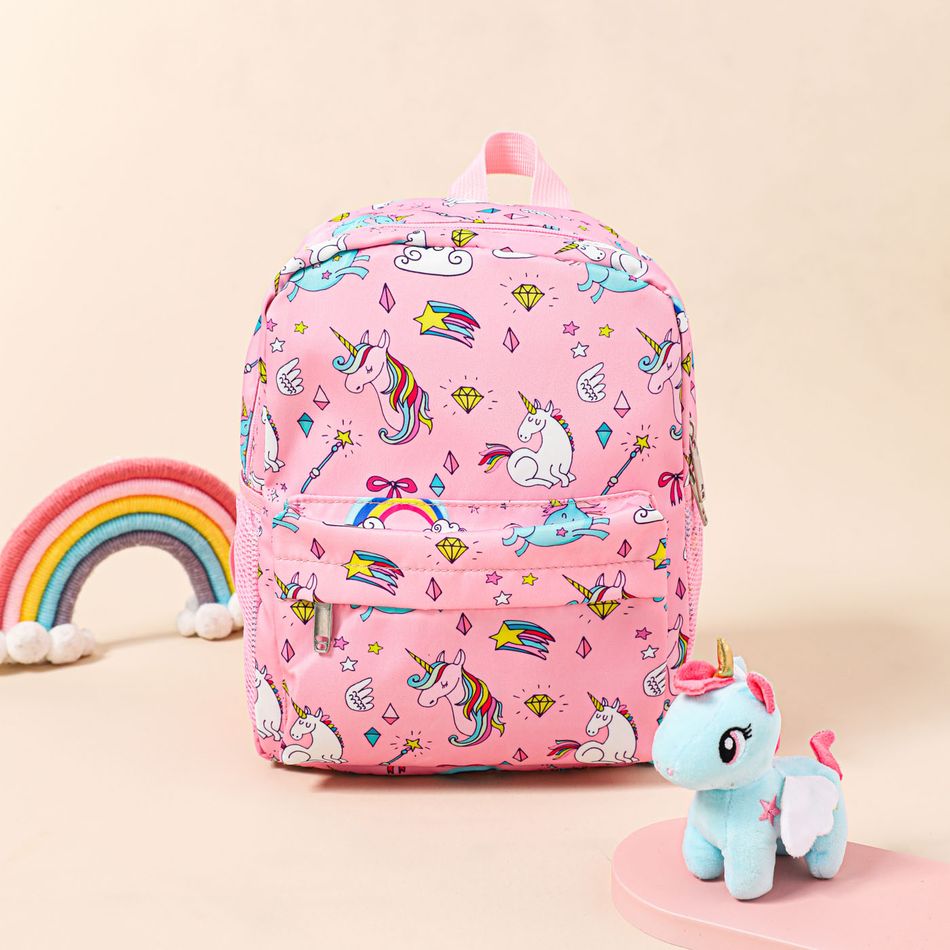 Kids Flat Cartoon Rainbow Unicorn Print Backpack Pink