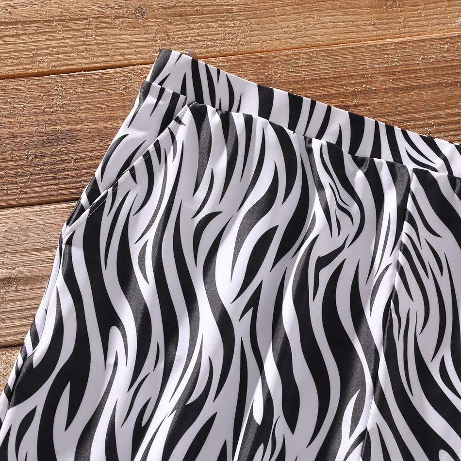 Family Matching Zebra Print Swim Trunks Shorts and Spaghetti Strap Colorblock One-Piece Swimsuit BlackandWhite big image 8