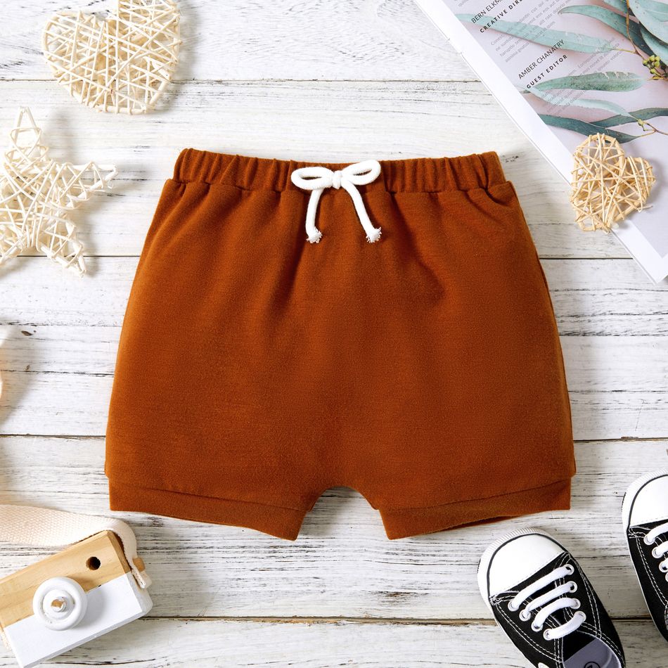 Baby Boy Solid Casual Workout Sport Shorts Brown big image 2