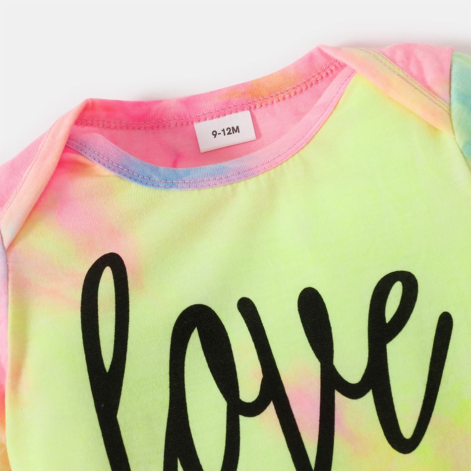 Letter Print Tie Dye Round Neck Short-sleeve T-shirts for Mom and Me Colorful big image 8