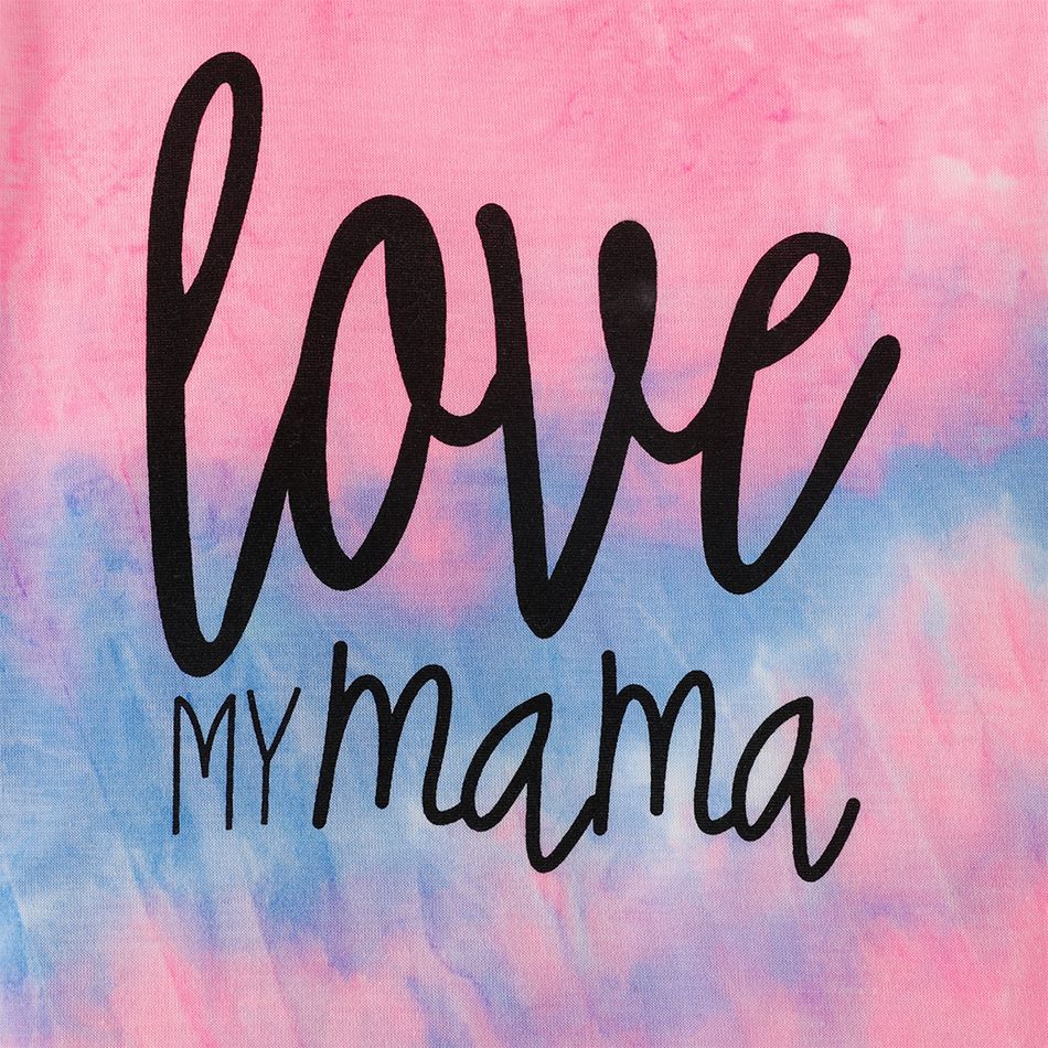 Letter Print Tie Dye Round Neck Short-sleeve T-shirts for Mom and Me Colorful big image 6