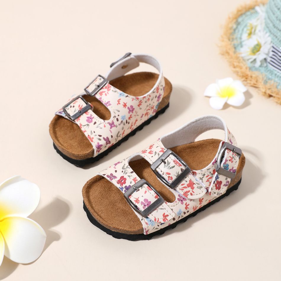Family Matching Floral Print Buckle Velcro Footbed Sandal Light Pink big image 2