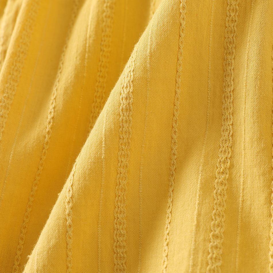Macacão infantil menina 100% algodão cor sólida com babados texturizados macacão Amarelo