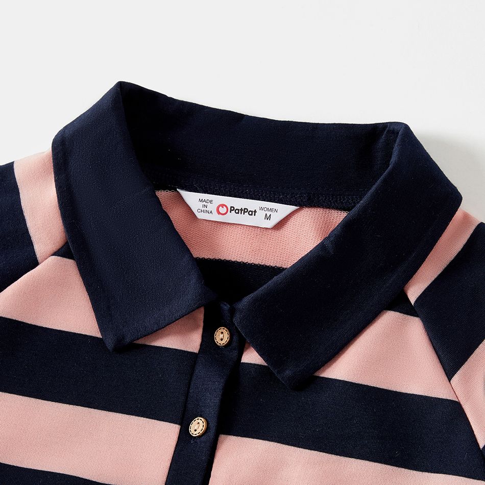 Family Matching Striped Lapel Long-sleeve Dresses and Raglan-sleeve Polo Shirts Sets COLOREDSTRIPES big image 7