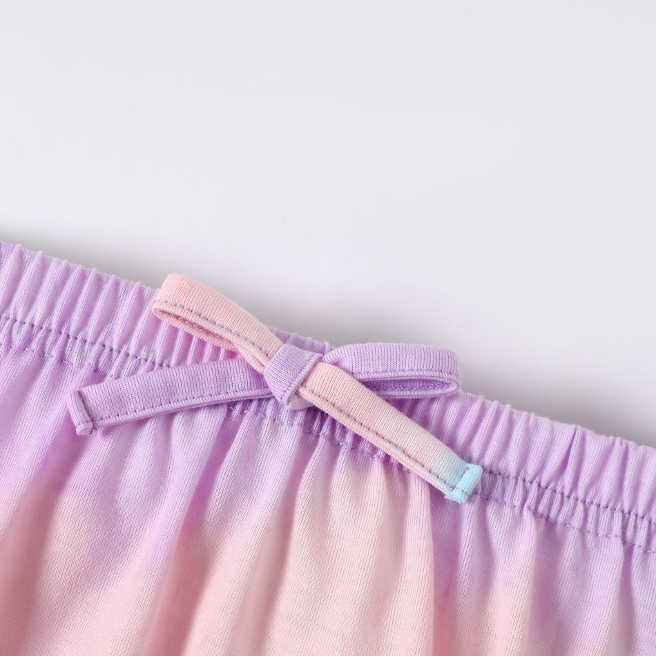 2pcs Baby Girl Tie Dye Spaghetti Strap Sleeveless Romper and Shorts Set Purple big image 5