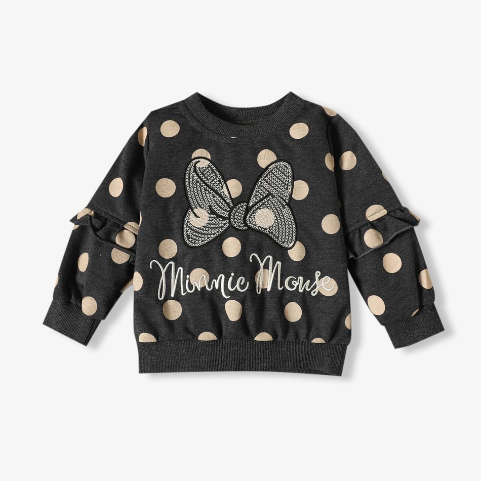Toddler Girl 100% Cotton Letter Butterfly/Floral Animal Print Pullover Sweatshirt Black big image 1