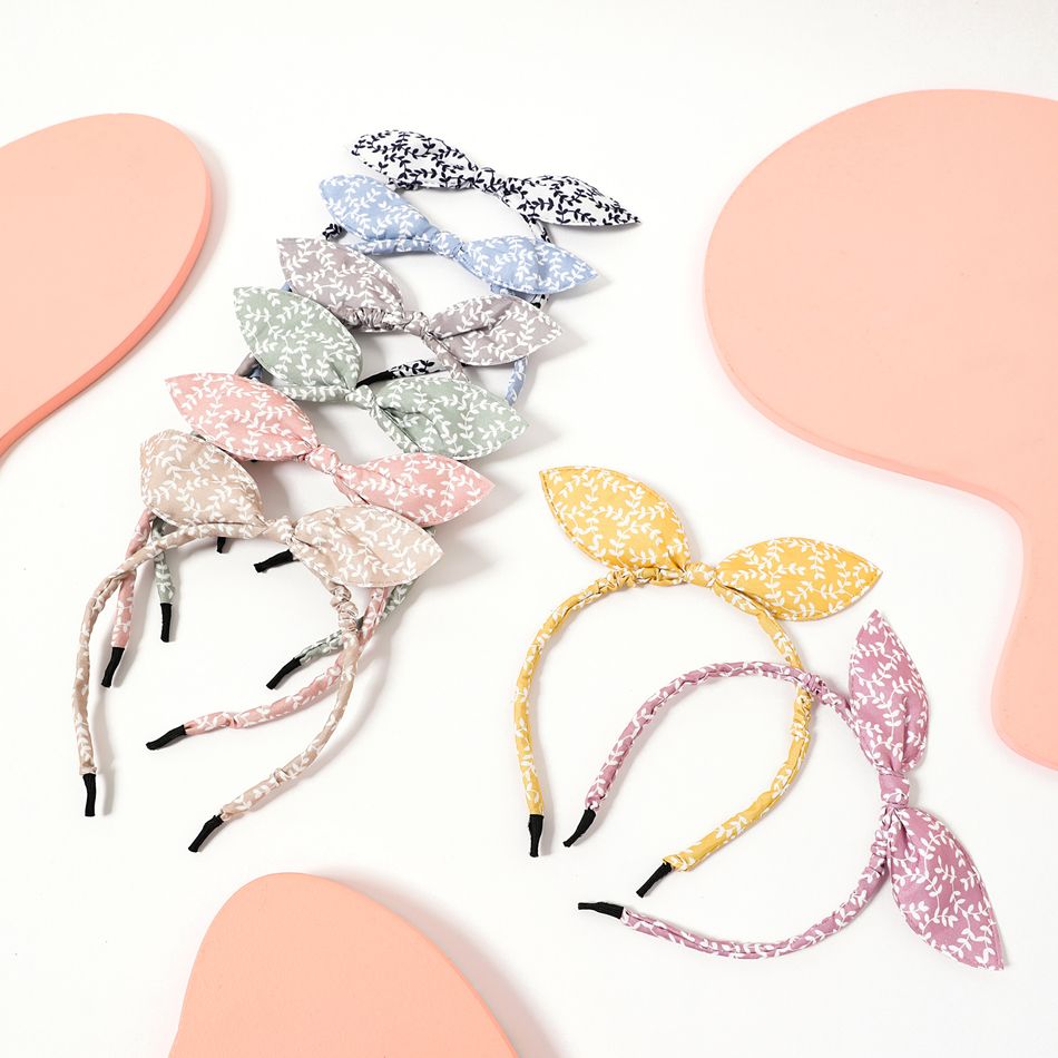 8-pack Bow Decor Leaf Pattern Headband for Girls Multi-color big image 2