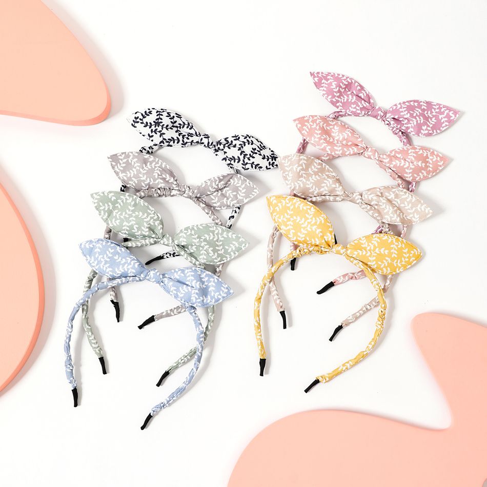 8-pack Bow Decor Leaf Pattern Headband for Girls Multi-color big image 1