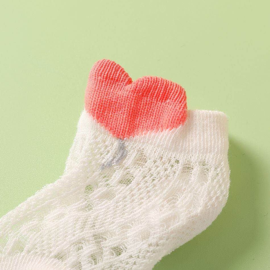 5 pares de meias de malha para bebê / criança com acabamento em coração Rosa big image 2
