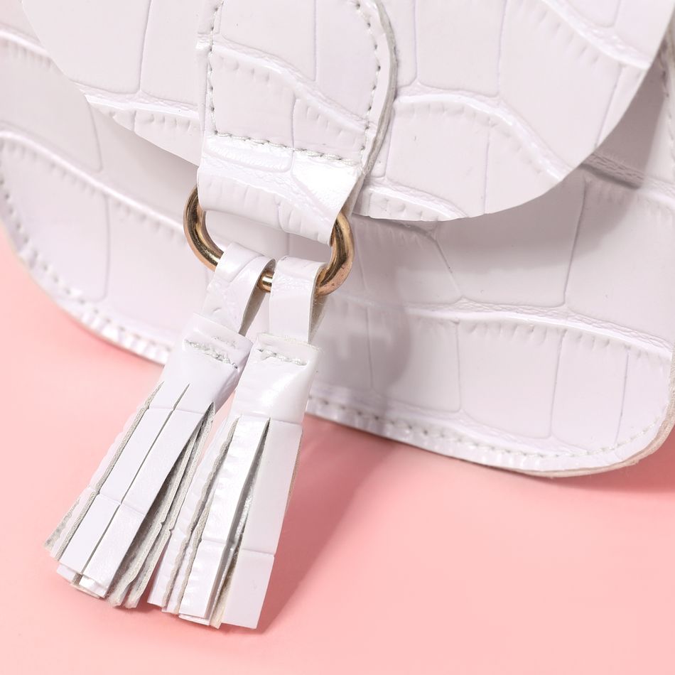 Toddler / Kid Embossed Tassel Decor Crossbody Bag White big image 5