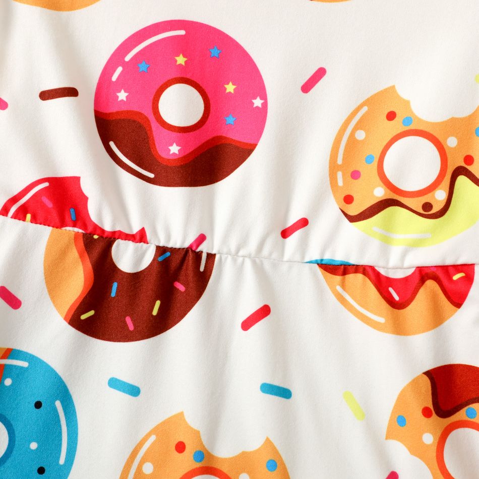 Toddler Girl Food Donut Print Short-sleeve Dress White big image 4