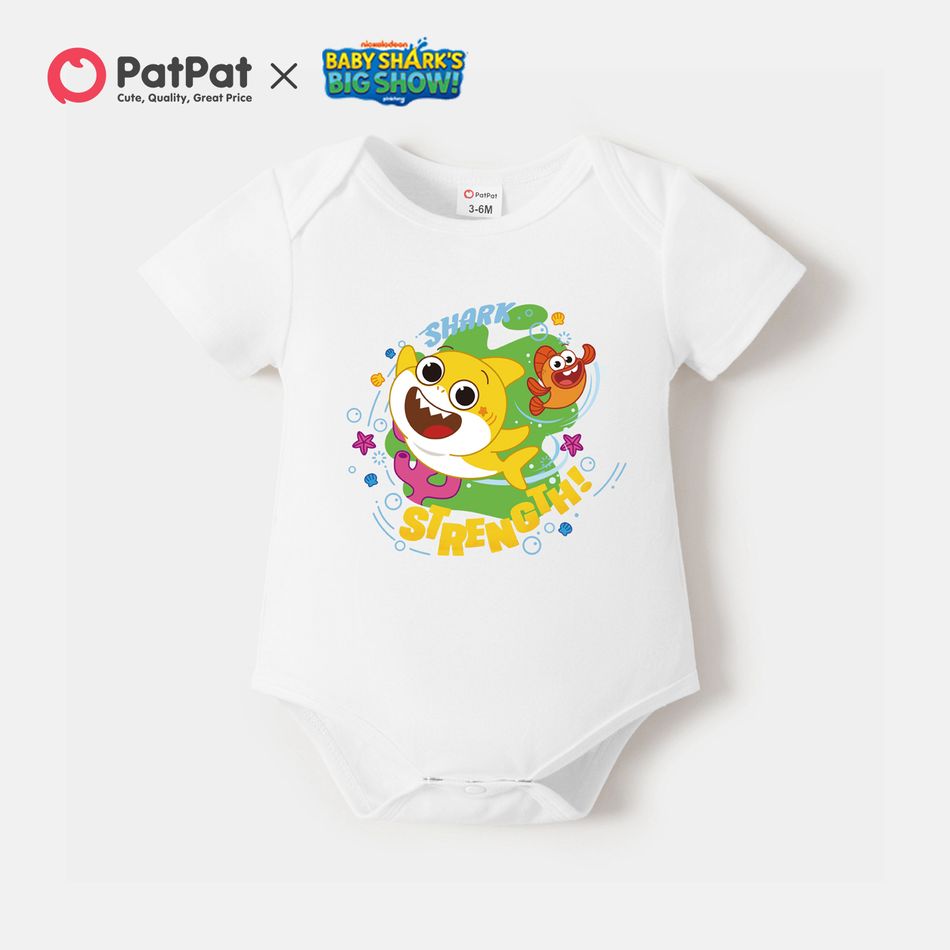 Baby Shark Baby Boy/Girl Cotton Short-sleeve Graphic Romper White