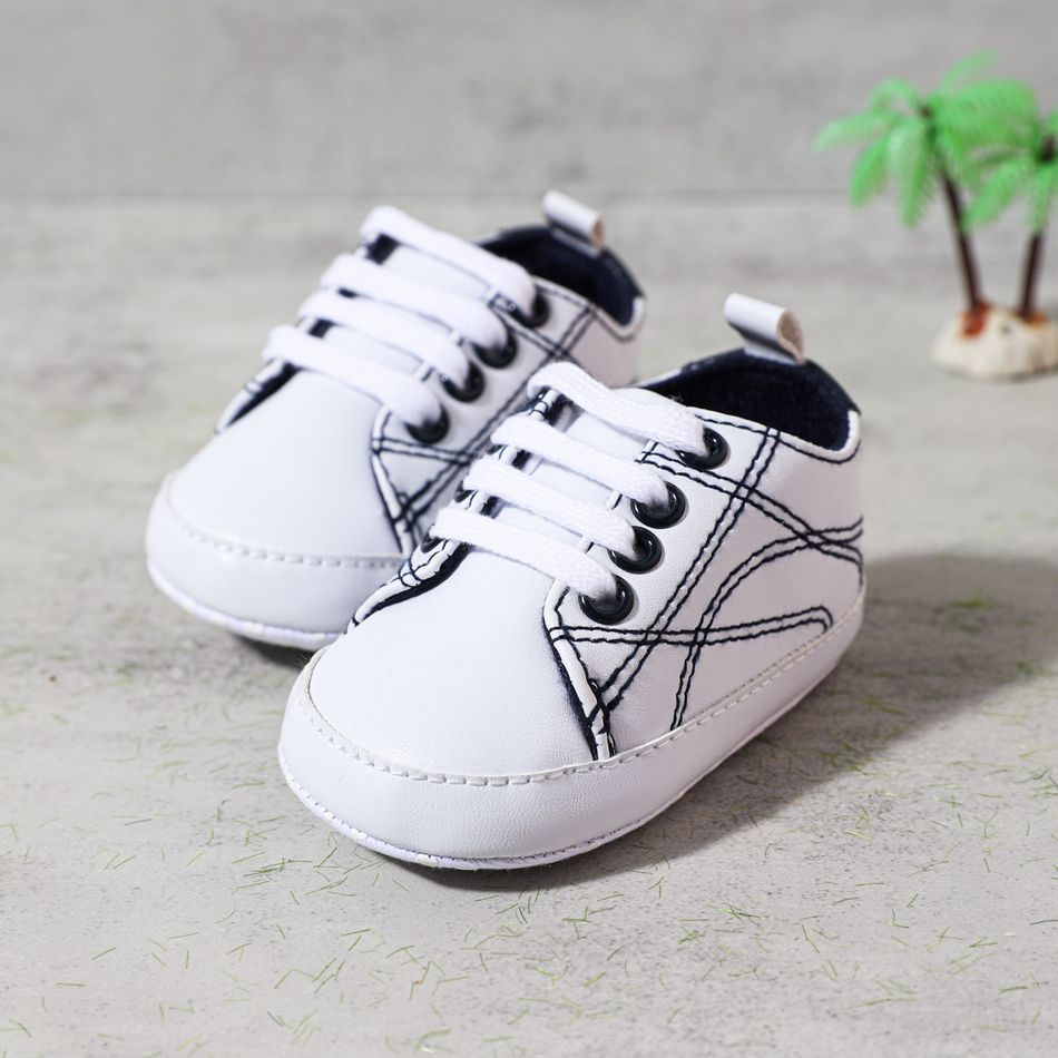 Baby / Toddler Topstitching Design White Prewalker Shoes White big image 1