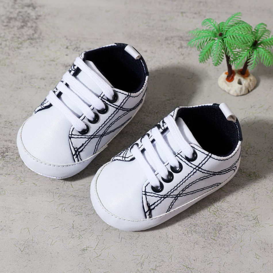 Baby / Toddler Topstitching Design White Prewalker Shoes White big image 2