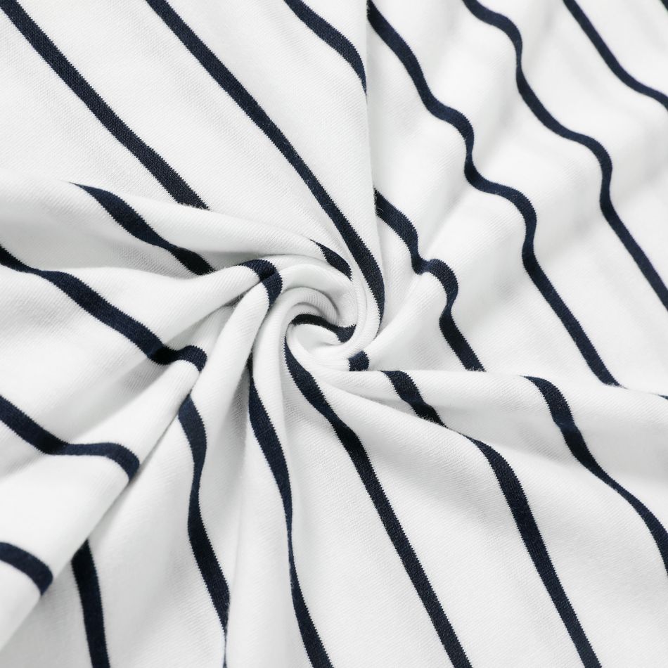 Family Matching Solid Spaghetti Strap Dresses and Striped Colorblock Short-sleeve T-shirts Sets Tibetanblue big image 14