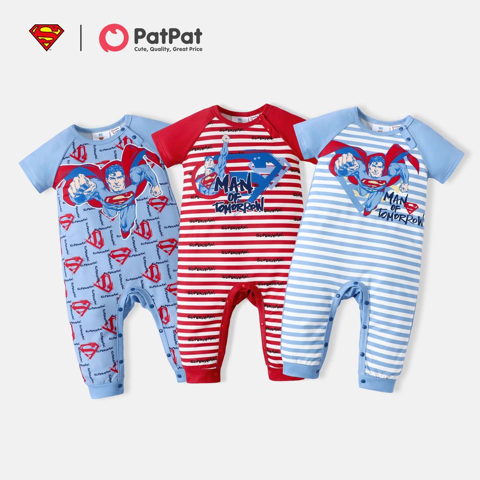 Superman Baby Boy Raglan-sleeve Graphic Snap Jumpsuit REDWHITE big image 2