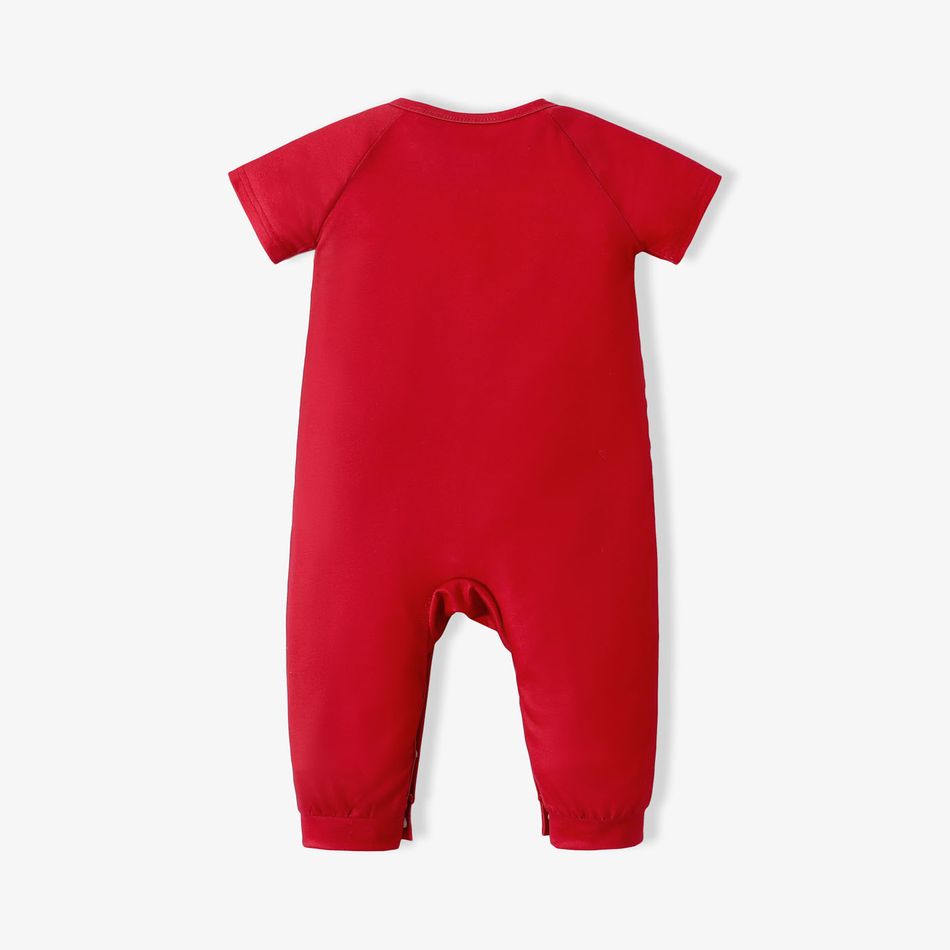 Superman Baby Boy Raglan-sleeve Graphic Snap Jumpsuit REDWHITE big image 3