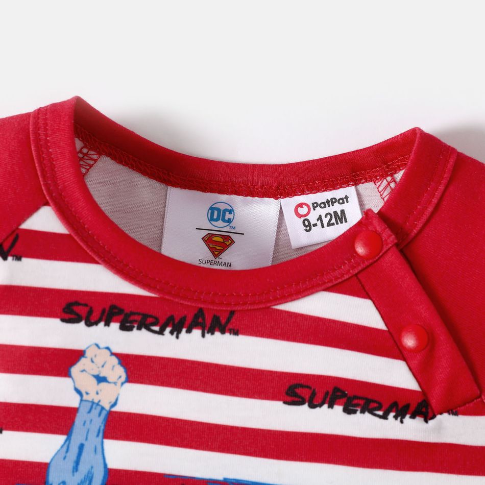 Superman Baby Boy Raglan-sleeve Graphic Snap Jumpsuit REDWHITE big image 4