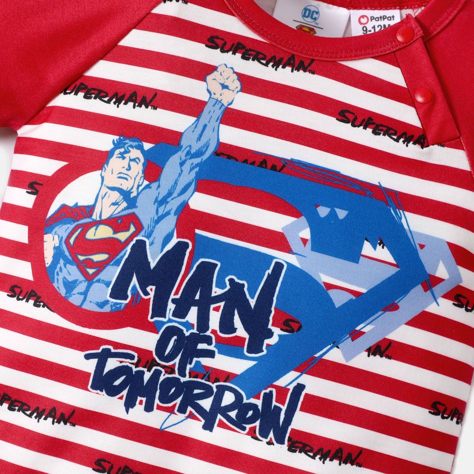 Superman Baby Boy Raglan-sleeve Graphic Snap Jumpsuit REDWHITE big image 5