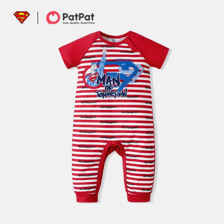 Superman Baby Boy Raglan-sleeve Graphic Snap Jumpsuit REDWHITE big image 1