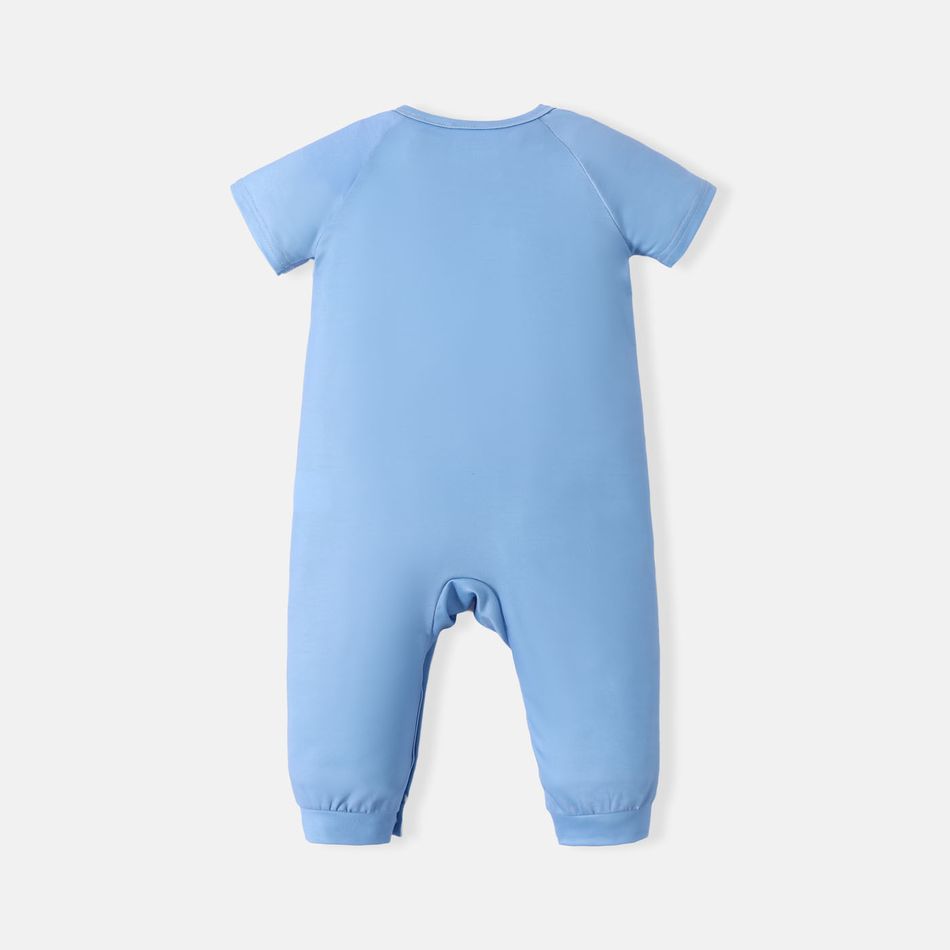Superman Baby Boy Raglan-sleeve Graphic Snap Jumpsuit Blue big image 3
