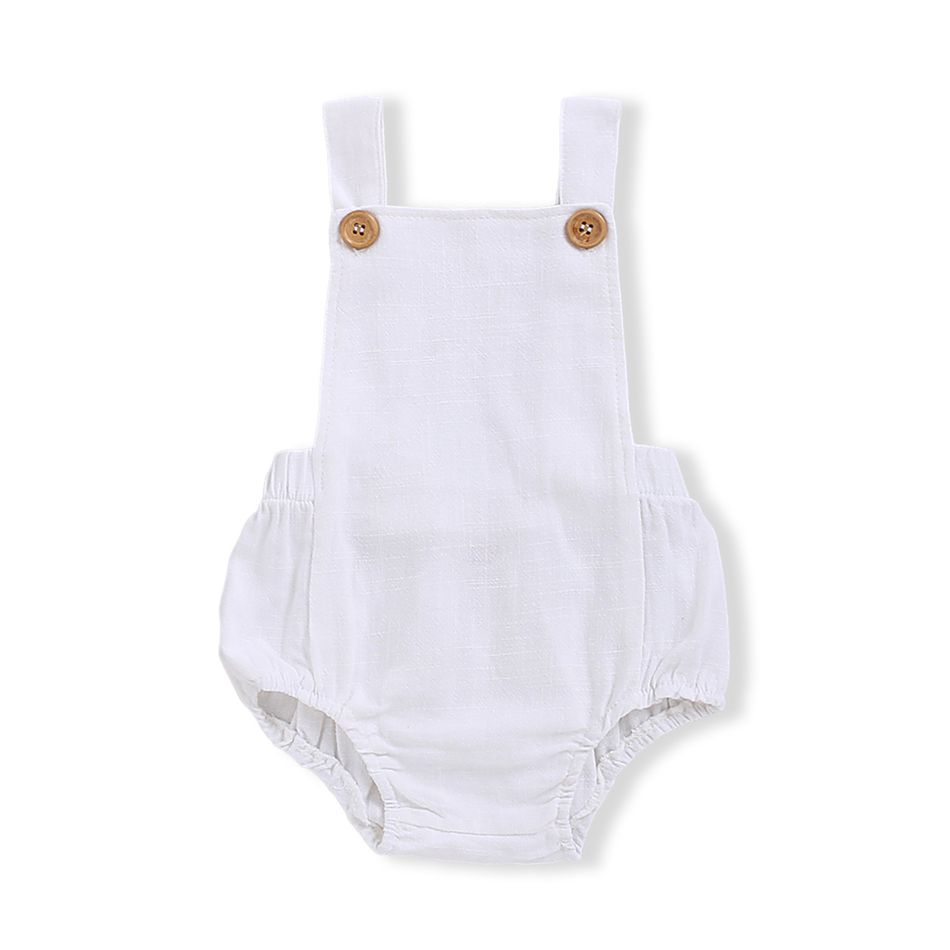 100% Cotton Solid Sleeveless Baby Romper White big image 1