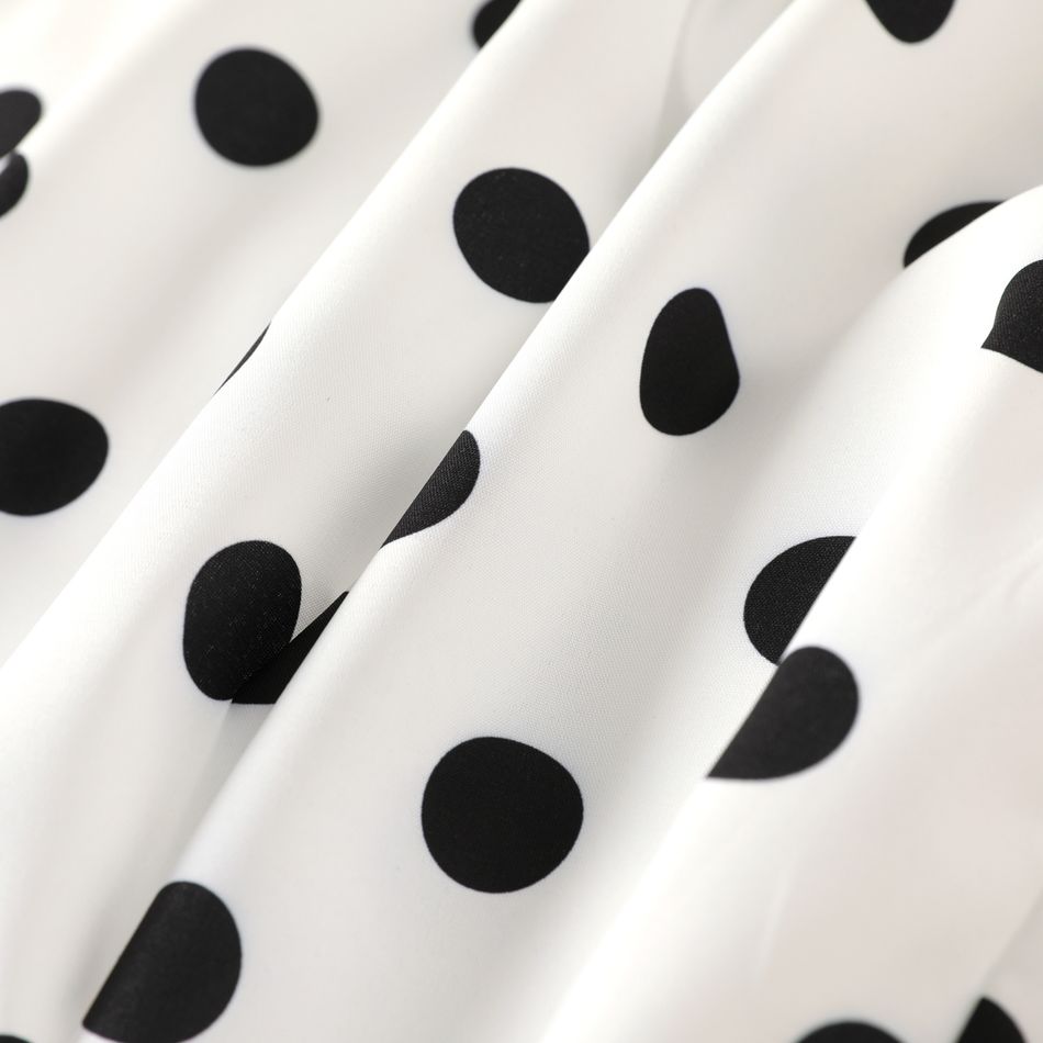 Kid Girl Polka dots Surplice Neck Belted Cami Capri Jumpsuits White big image 4