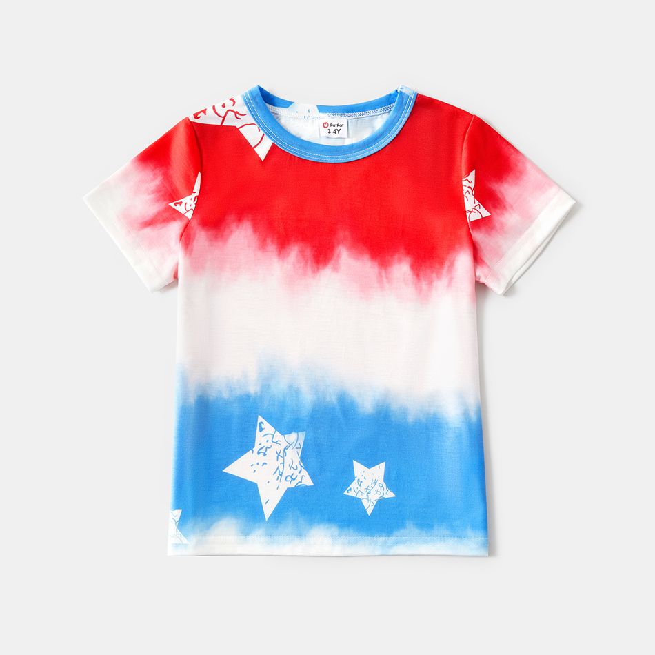 Family Matching All Over Stars Print Tie Dye Halter Neck Dresses and Short-sleeve T-shirts Sets COLOREDSTRIPES big image 9