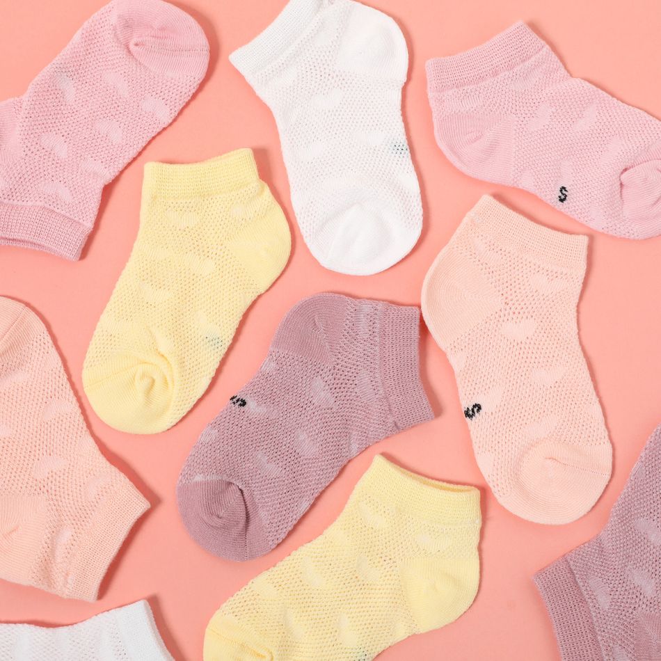 5-pairs Baby / Toddler / Kid Heart Stars Pattern Mesh Panel Socks Pink big image 5