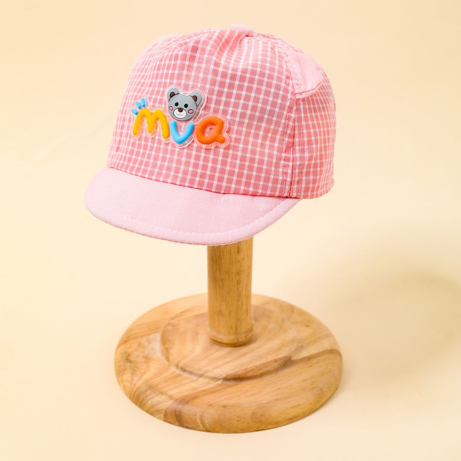 Baby / Toddler Cartoon Letter Graphic Plaid Baseball Cap Pink