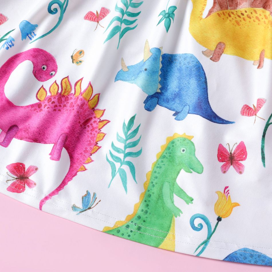 Toddler Girl Animal Dinosaur Print Sleeveless Dress Multi-color big image 3