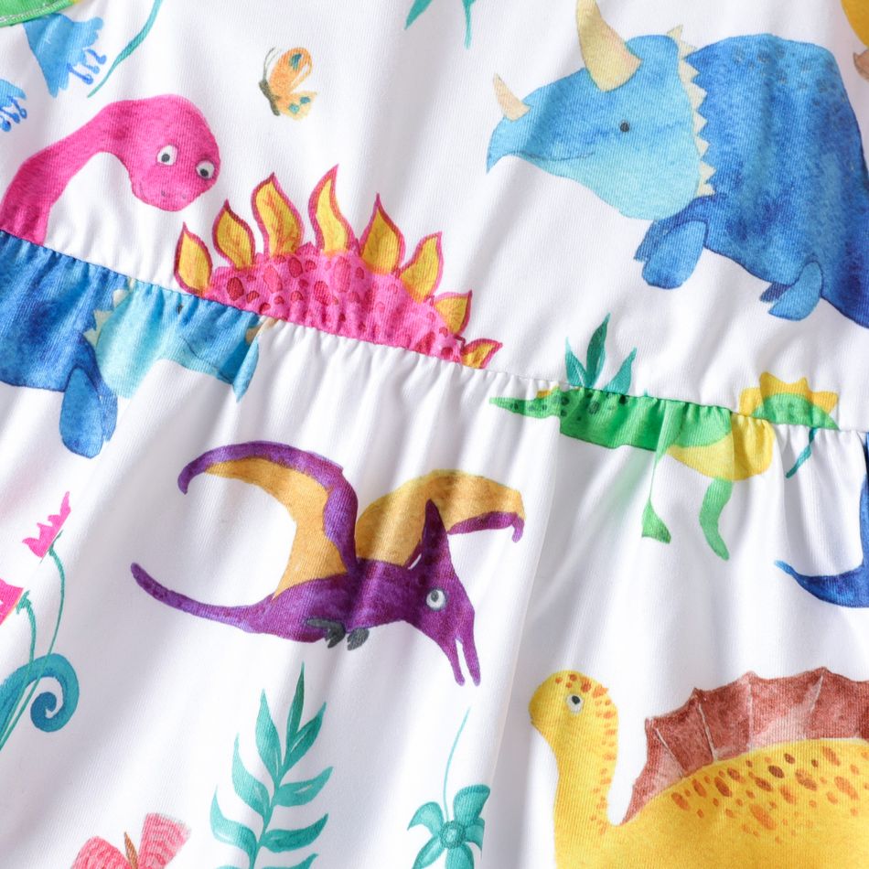 فستان بلا أكمام بطبعة ديناصور للفتيات الصغيرات متعدد الألوان big image 4