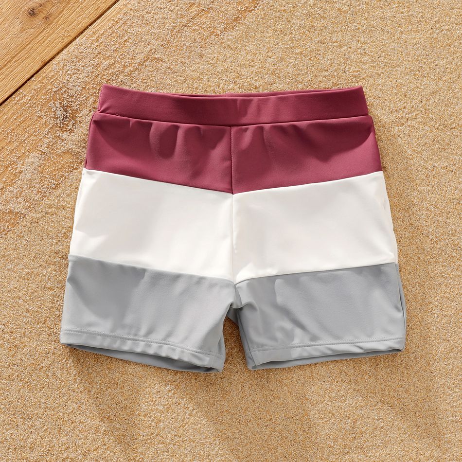 Family Matching Colorblock Swim Trunks Shorts and Two-Piece Ruched Drawstring Bikini Set Swimsuit Cameo brown big image 9