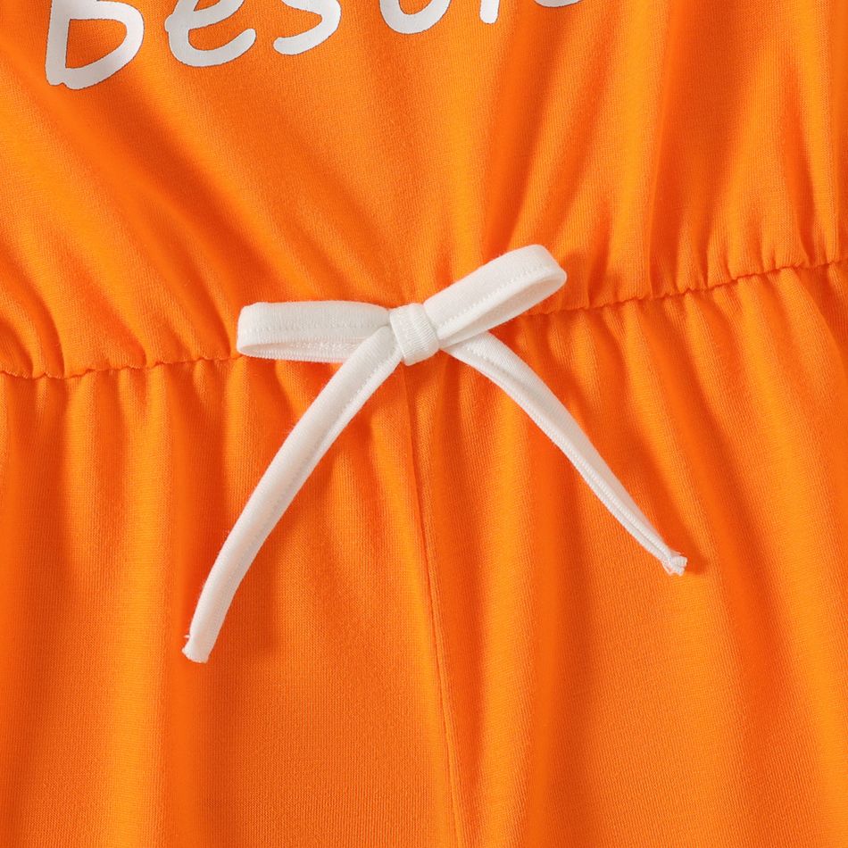 طفل فتاة رسالة طباعة bowknot تصميم كامي ثوب فضفاض للأطفال البرتقالي big image 3