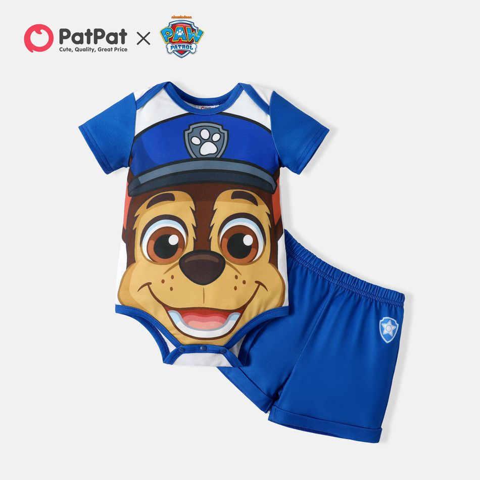 PAW Patrol 2pcs Little Boy/Girl Short-sleeve Graphic Romper and Shorts Set Blue
