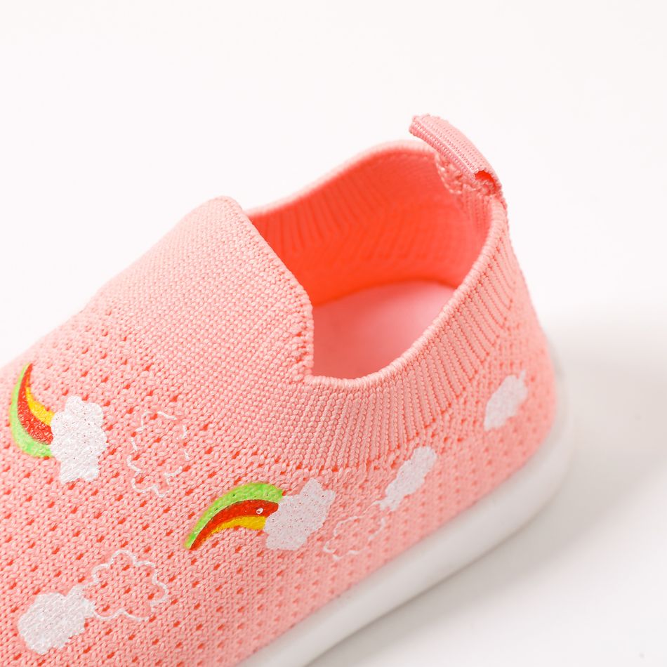 Toddler Rainbow Pattern Pink Breathable Sock Sneakers Pink big image 4