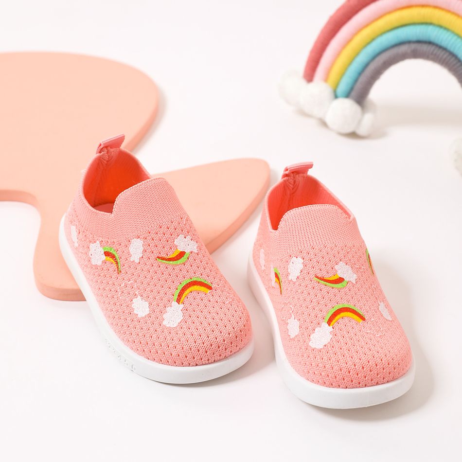 Toddler Rainbow Pattern Pink Breathable Sock Sneakers Pink big image 2