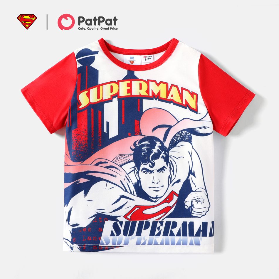 Superman Kid Boy Colorblock Super hero Tee Red