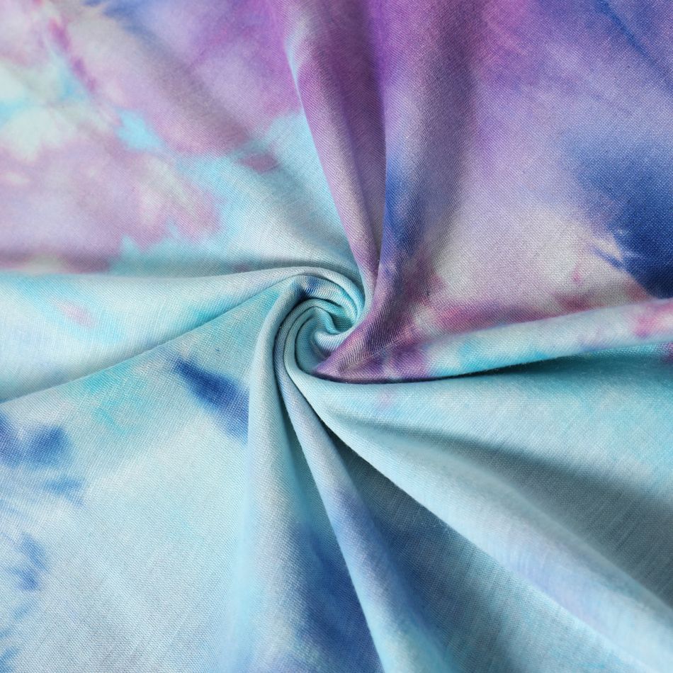 Letter Print Tie Dye Round Neck Short-sleeve T-shirts for Mom and Me Colorful big image 10